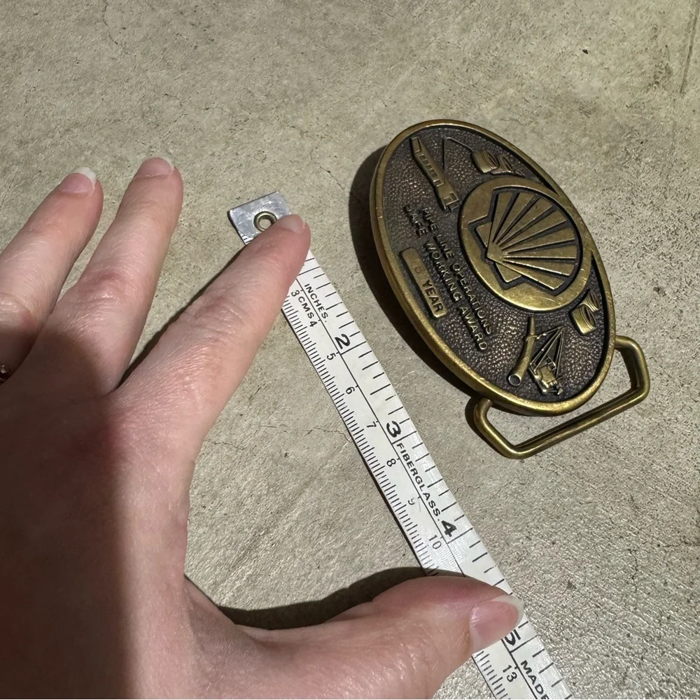Shell Pipeline Safety‎ Belt Buckle Solid Brass Vintage Metal Western Festival